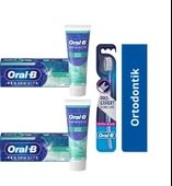 Oral-B Pro 3d White Hafif Nane Diş Macunu 75 Ml + Oral-B Pro-Expert Clinic Line Ortodontik 35 Yumuşak Diş Fırçası 2+1 Adet - 1