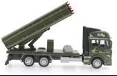 Sürtmeli Die Cast Metal Roketatar Rampalı Askeri Kamyon - 8
