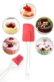 2 Li Set Silikon Pasta - Börek - Poğaça Yağ Fırçası ve Silikon Spatula Seti - 1