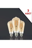 3 Adet Led Filamanlı E27 Rustik Ampul 4 Watt Gün Işığı St64 sfsff333, one size - 1