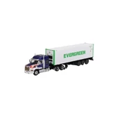 Mini Gt 597 1/64 Western Star 49X Blue W/ 40' Reefer Container "evergreen" model Araba thumbnail 1