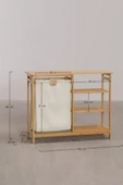 Digithome Bambu 3 Raflı 1 Bölmeli Kirli Sepetli Banyo Düzenleyici Çamaşır Sepeti Organizer DB-0008 - 8