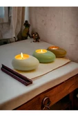 Three Drops Minimal Dekoratif Beton Tealight Mumluk 3'lü Set [ Alaçatı-Mint Yeşil-Karamel ] - 5