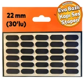 Eva Bazlı Darbe Ses Kapı Stoperi Keçe Yapışkanlı 22 mm (30'lu PAKET) Dolap Kapak Çekmece Oval Siyah - 1