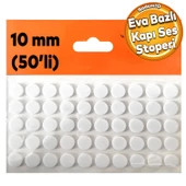 Eva Bazlı Darbe Ses Kapı Stoperi Keçe Yapışkanlı 10 mm (50'li PAKET) Dolap Kapak Çekmece Daire Beyaz - 1