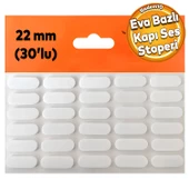 Eva Bazlı Darbe Ses Kapı Stoperi Keçe Yapışkanlı 22 mm (30'lu PAKET) Dolap Kapak Çekmece Oval Beyaz - 1