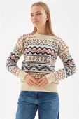 FASHION FRIENDS KADIN DESENLİ KAZAK 24K0216K1 - 1