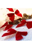 Yıllbaşı Ağaç Süs Kadife Kırmızı Fiyonk 12 Li 5cm thumbnail 3