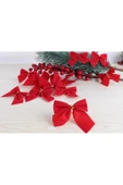 Yıllbaşı Ağaç Süs Kadife Kırmızı Fiyonk 12 Li 5cm thumbnail 4