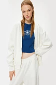 Koton Kapüşonlu Fermuarlı Oversize Sweatshirt Kanguru Cepli - 1