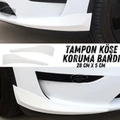 Üniversal Her Araca Uyumlu Esnek Tampon Köşesi Koruma Bandı Tampon Köşe Koruyucu Şerit Yumuşak Bant 2 Parça Beyaz 28 cm - 1
