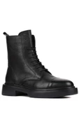 Shoetyle - Siyah Deri Fermuarlı Erkek Postal Bot 250-090 - 6
