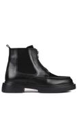 Shoetyle - Siyah Deri, Süet Fermuarlı Erkek Bot 250-085 - 1