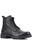 Shoetyle - Siyah Flooter Deri Bağcıklı Erkek Bot 250-206 - 2