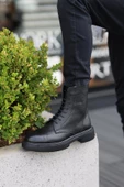Shoetyle - Siyah Deri Fermuarlı Erkek Postal Bot 250-090 - 3