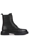 Shoetyle - Siyah Deri Fermuarlı Erkek Postal Bot 250-090 - 5