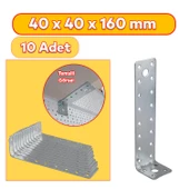Mobilya Dolap Duvar Sabitleme 10 ADET Metal Köşebent 40x40x160 mm Bağlantı Aparatı L Demiri Gönye - 1