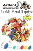 Renkli Raptiye 50 Adet 1 Paket Pvc Kaplı Başlıklı Raptiye Plastik Yuvarlak Düğmeli Raptiye Pano Okul Ofis Büro Ev - 1