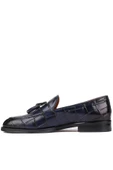 Shoetyle - Lacivert Croco Deri Püsküllü Erkek Klasik Ayakkabı 250-7951 - 3