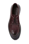 Shoetyle - Bordo Croco Deri Bağcıklı Erkek Günlük Ayakkabı 250-1615 thumbnail 5