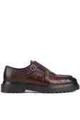 Shoetyle - Kahverengi Croco Deri Tokalı Erkek Klasik Ayakkabı 250-1616 thumbnail 1