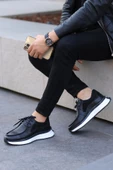 Shoetyle - Siyah Deri Bağcıklı Erkek Günlük Ayakkabı 250-2416 - 1