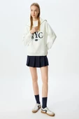 Koton Dik Yaka Yarım Fermuarlı Kolej Baskılı Şardonlu Oversize Sweatshirt - 2