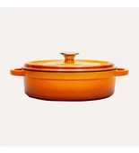 Sürel Degrade Turuncu 28cm Yuvarlak Sığ Demir Döküm Tencere - 1