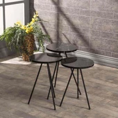 Zigon Sehpa 3 Lü Metal Ayak Siyah Mermer Desen  1018 thumbnail 1