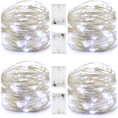 10 Adet 5 Metre Beyaz Renk Pil ile Çalışan Peri Led  Dekoratif ve Şık Aydınlatma - 5