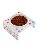 Petmagic Akrilik Beyaz Seramik Tekli Evcil Hayvan Kedi ve Mini Irk Köpek Mama Kabı-Mat Pati - 1