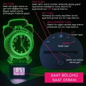 UpWay 3D İllüzyonlu RGB Işık Animasyonlu Çalar Masa Saati Gece Lambası - 4