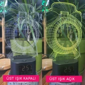 UpWay 3D İllüzyonlu RGB Işık Animasyonlu Çalar Masa Saati Gece Lambası - 5
