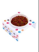Petmagic Akrilik Beyaz Seramik Tekli Evcil Hayvan Kedi ve Mini Irk Köpek Mama Kabı-Beyaz Pati - 1