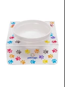 Petmagic Akrilik Beyaz Seramik Tekli Evcil Hayvan Kedi ve Mini Irk Köpek Mama Kabı-Şeffaf Pati - 2
