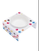 Petmagic Akrilik Beyaz Seramik Tekli Evcil Hayvan Kedi ve Mini Irk Köpek Mama Kabı-Beyaz Pati - 3