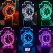 UpWay 3D İllüzyonlu RGB Işık Animasyonlu Çalar Masa Saati Gece Lambası - 6