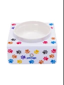 Petmagic Akrilik Beyaz Seramik Tekli Evcil Hayvan Kedi ve Mini Irk Köpek Mama Kabı-Beyaz Pati - 2