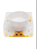 Petmagic Akrilik Beyaz Seramik Tekli Evcil Hayvan Kedi ve Mini Irk Köpek Mama Kabı-Şeffaf Cat - 2