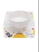 Petmagic Akrilik Beyaz Seramik Tekli Evcil Hayvan Kedi ve Mini Irk Köpek Mama Kabı-YuvarlananKedi thumbnail 2