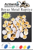 Beyaz Raptiye 50 Adet 1 Paket Renkli Pvc Kaplı Başlıklı Raptiye Plastik Yuvarlak Düğmeli Raptiye Pano Okul Ofis Büro Ev - 1