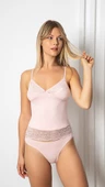 Kadın Dantelli Penye Atlet Külot / Kaşkorse Set Pudra Alissa 601 - 1