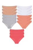 15 adet Süper Eko Set Likralı Kadın Slip Külot Ten Gri Beyaz Pudra Fuşya - 1