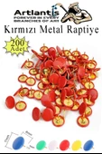 Kırmızı Raptiye 200 Adet 1 Paket Renkli Pvc Kaplı Başlıklı Raptiye Plastik Yuvarlak Düğmeli Raptiye Pano Okul Ofis Büro - 1