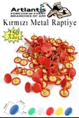 Kırmızı Raptiye 250 Adet 1 Paket Renkli Pvc Kaplı Başlıklı Raptiye Plastik Yuvarlak Düğmeli Raptiye Pano Okul Ofis Büro - 1