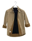 Cafes Uzun Kol Slim Fit Erkek Süet Gömlek-6960 - 1