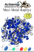 Mavi Raptiye 150 Adet 1 Paket Renkli Pvc Kaplı Başlıklı Raptiye Plastik Yuvarlak Düğmeli Raptiye Pano Okul Ofis Büro Ev - 1