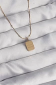 316L Çelik Gold Renk Kare Charm Model Kolye - TJ-BKO8928 - 1