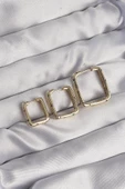Pirinç Gold Renk Renkli Zirkon Taşlı Kare Model Küpe Seti - TJ-BKP9116 thumbnail 1