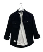 Cafes Uzun Kol Slim Fit Erkek Kadife Gömlek-6969 - 1